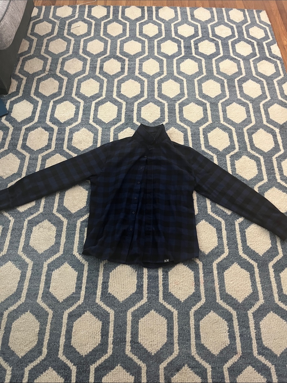 DOPE Men’s Black and Navy Plaid Button-Down Shirt